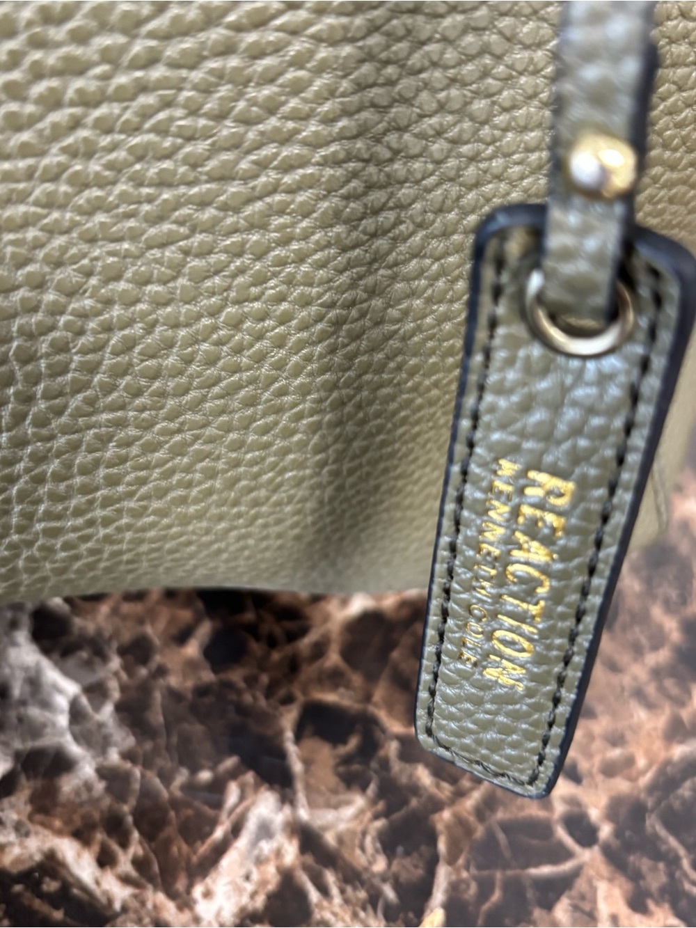 Kenneth Cole Reaction Olive Green Pebbled Tote - Picture 6 of 8